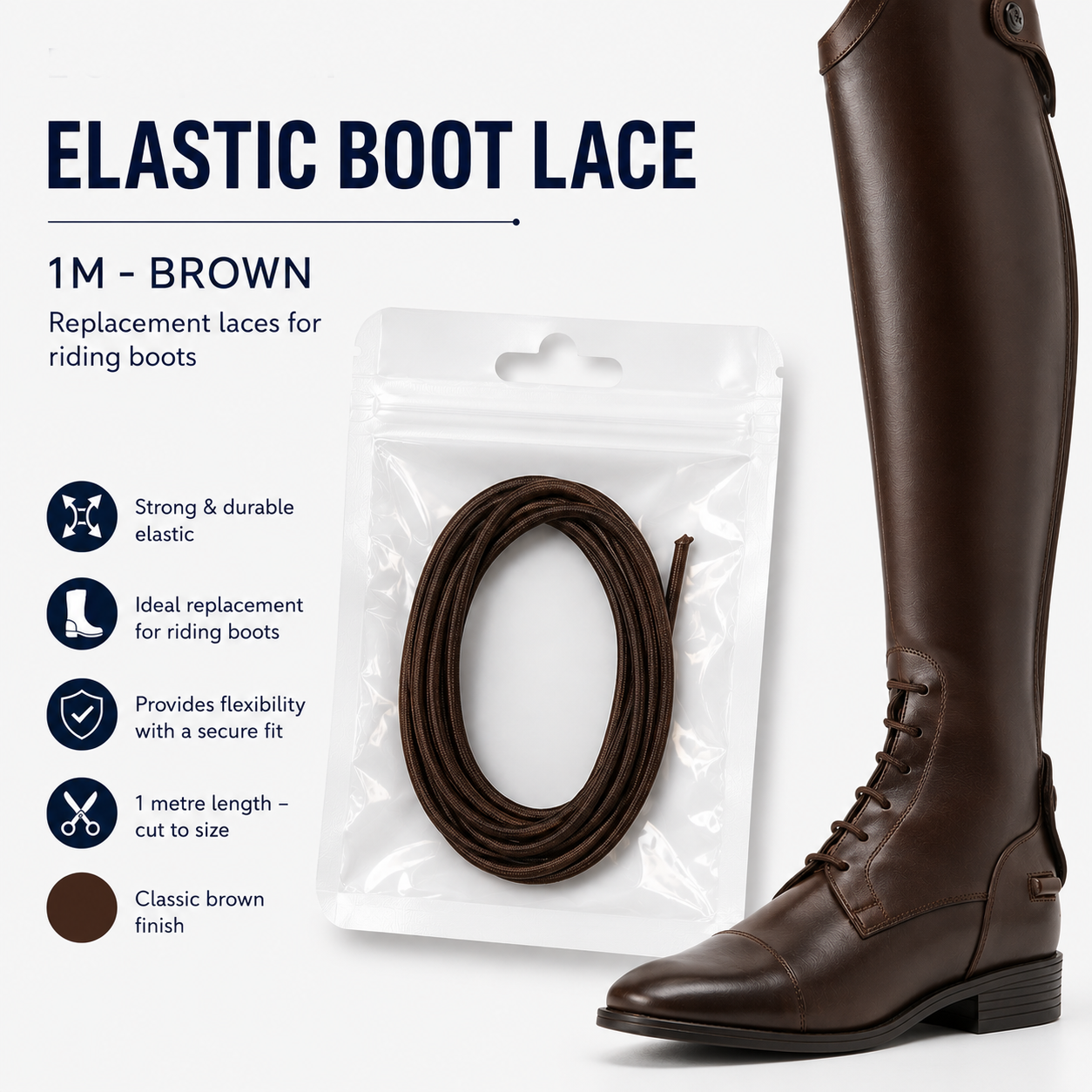 Equetech Elastic Replacement Boot Lace - 1m