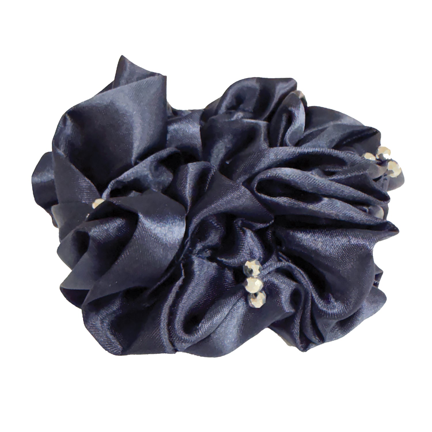 Equetech Blossom Satin Crystal Hair Scrunchie - Navy