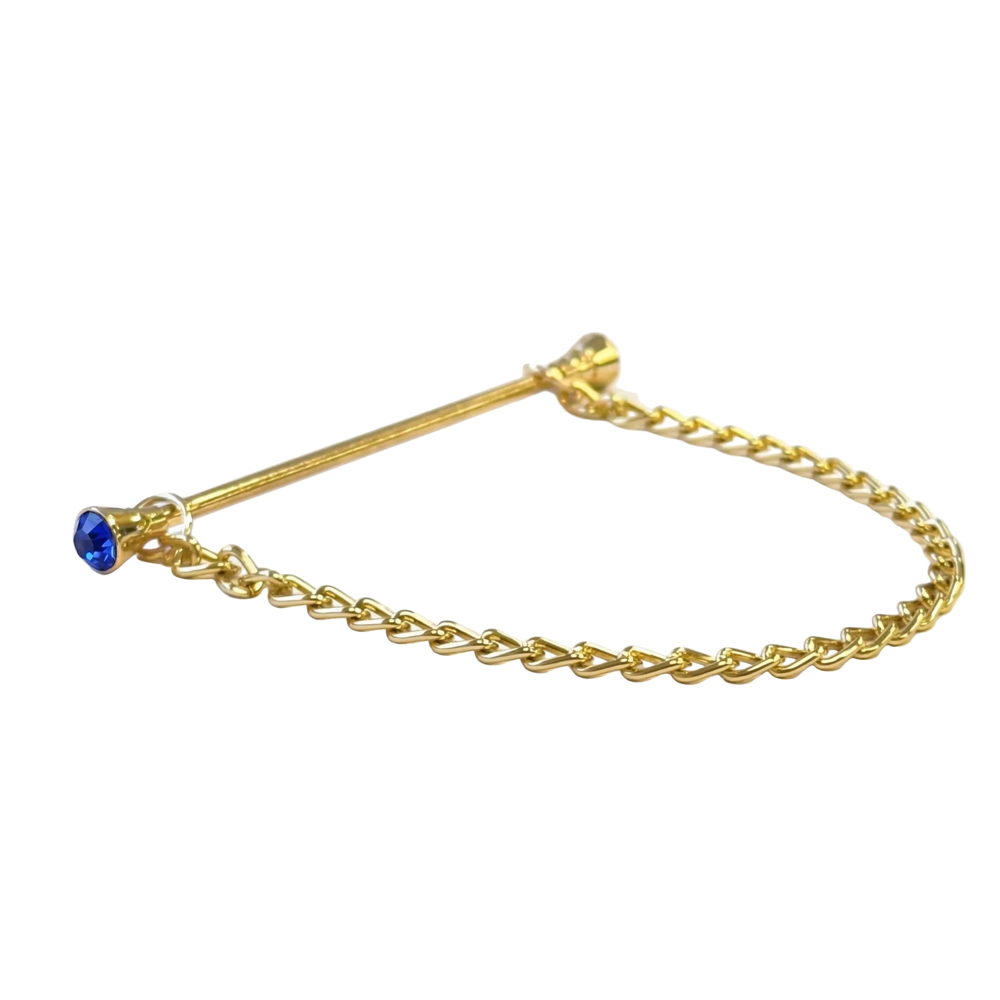 Equetech Crystal Showing Collar Pin & Chain - Gold/Blue