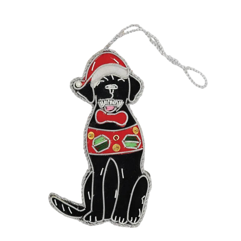 Equetech Black Labrador Beaded Embroidered Christmas Tree Decoration