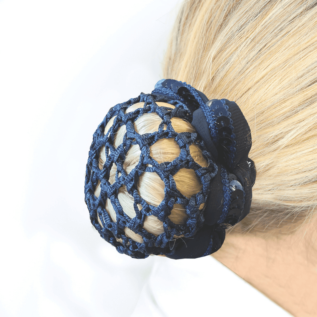 Equetech Fusion Sequin Scrunchie With Bun Net - Navy