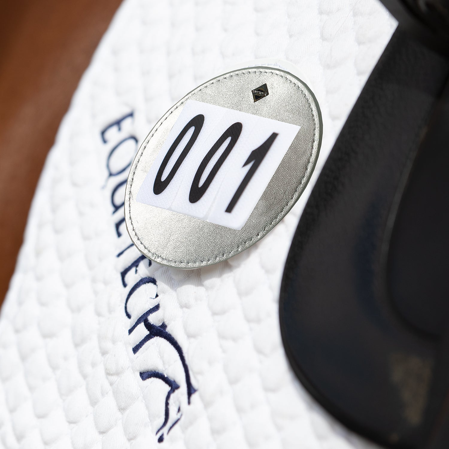 Luxe Dressage Saddle Cloth Number - Pair silver