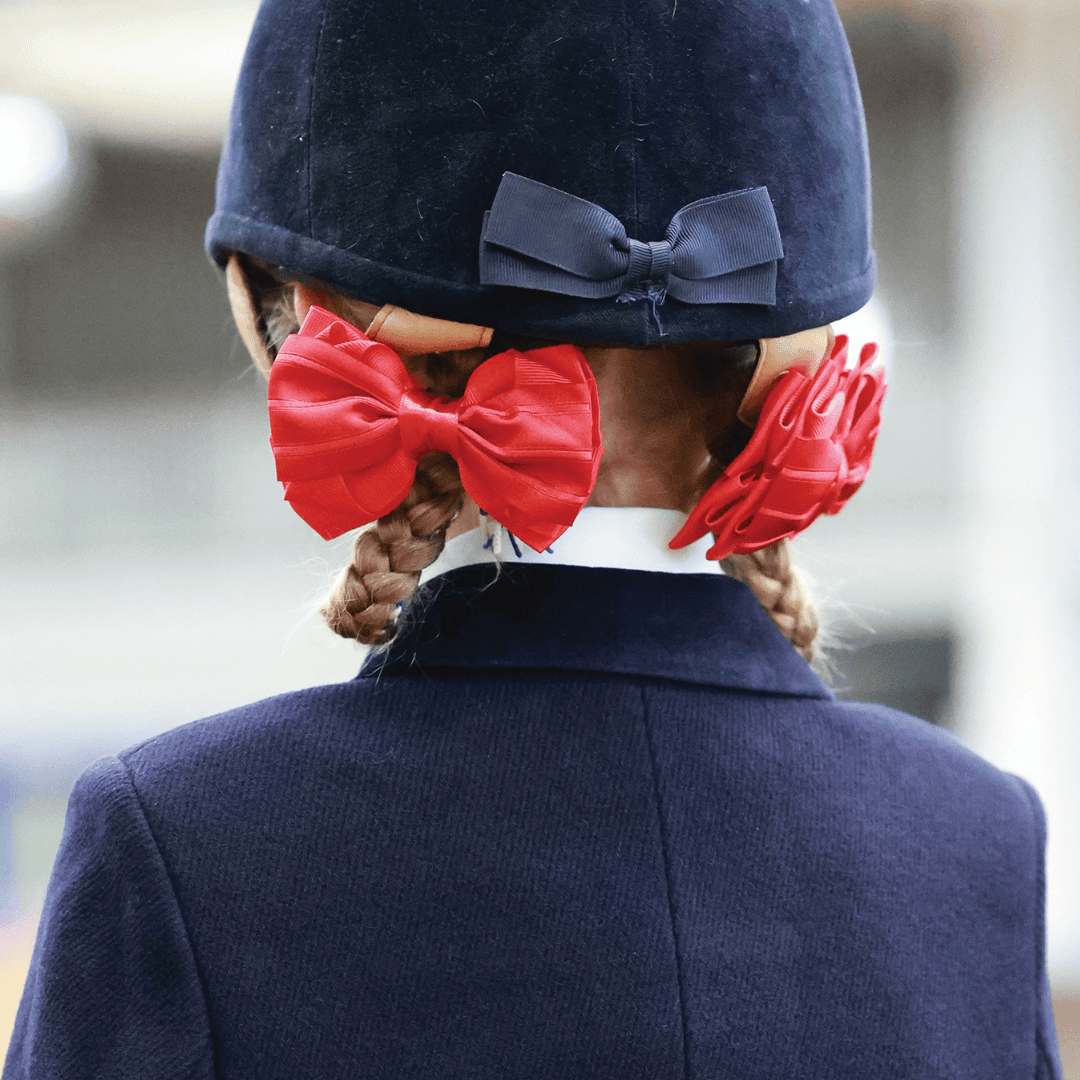 Equetech Luxury Red Show Bow Ribbons - Pair