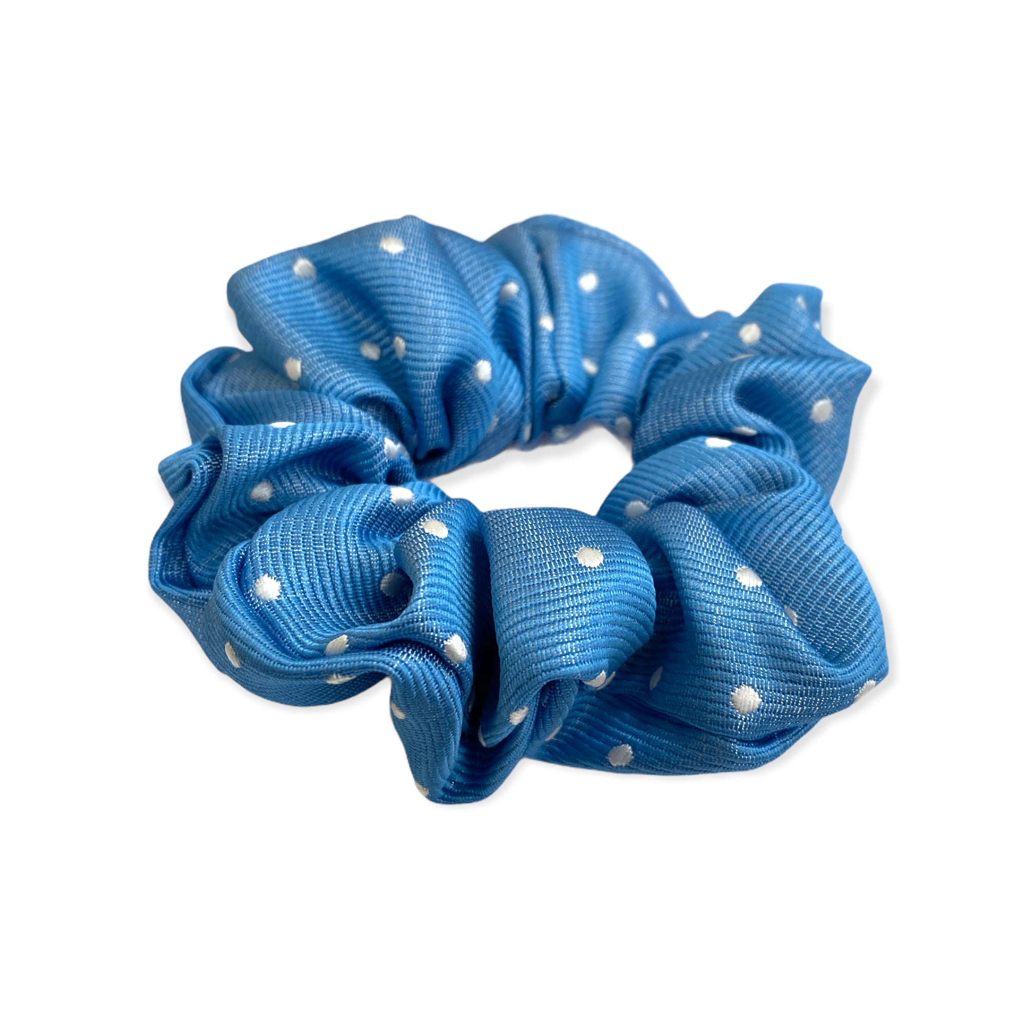 Equetech Polka Dot Hair Scrunchies - Lt Blue/White
