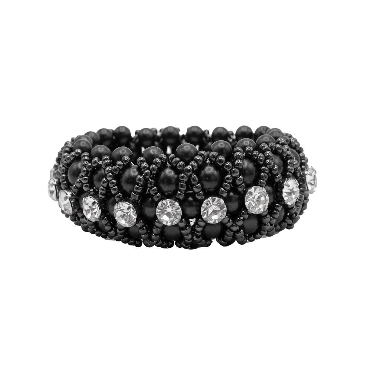 Equetech Beaded Crystal Bun Ring Scrunchie Black