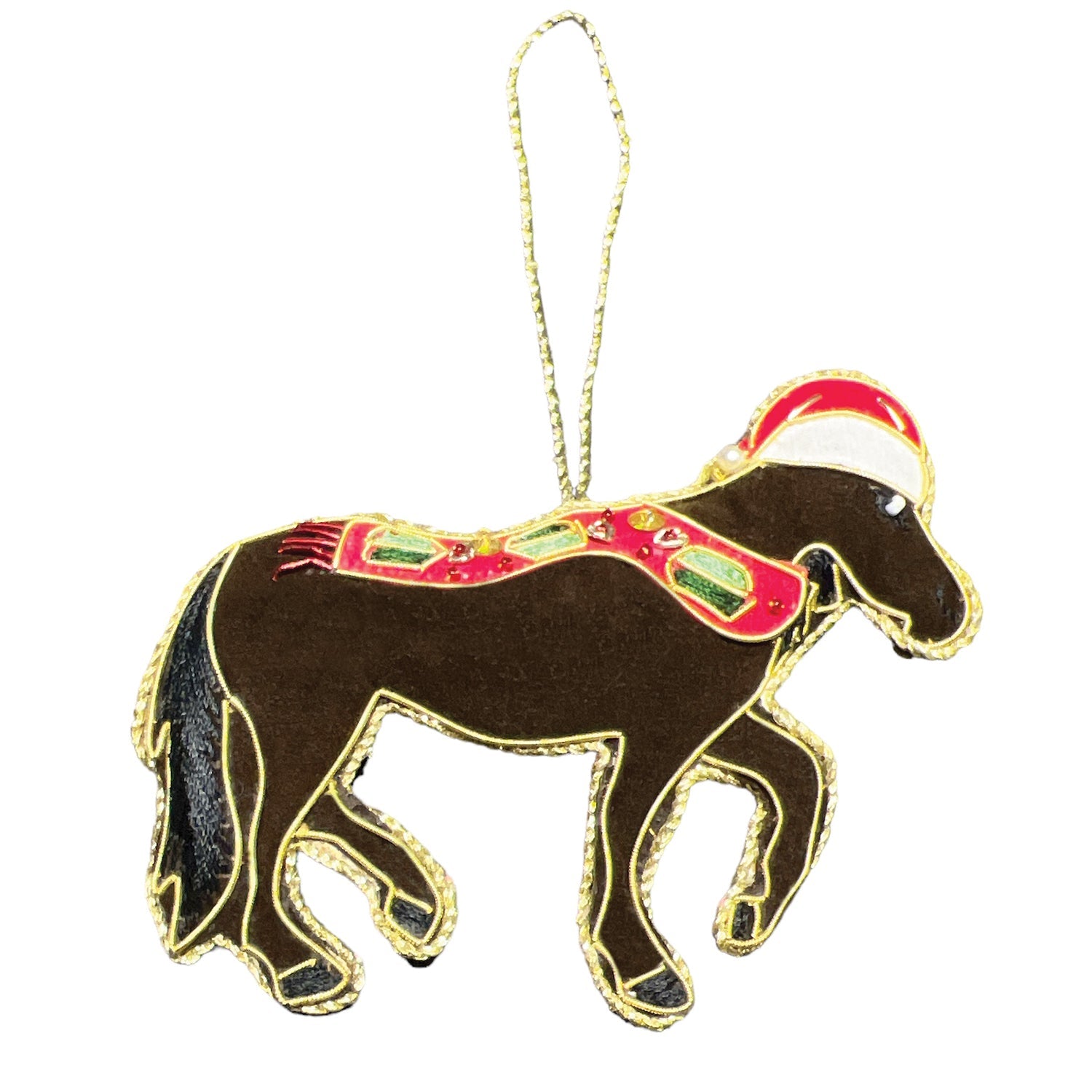 Bay Horse Beaded Embroidered Christmas Tree Decoration - Equetech