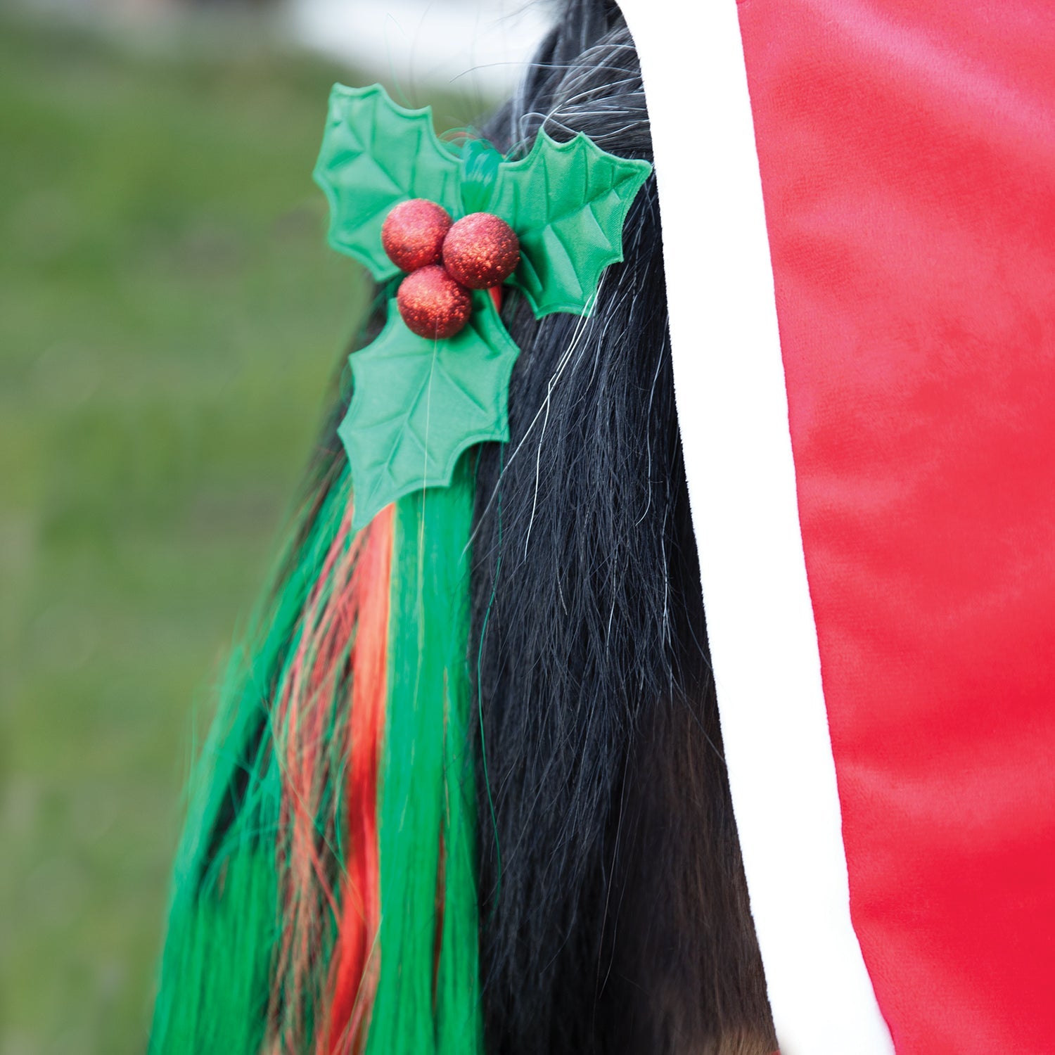 Christmas Holly Festive Christmas Tail Tassel - Equetech