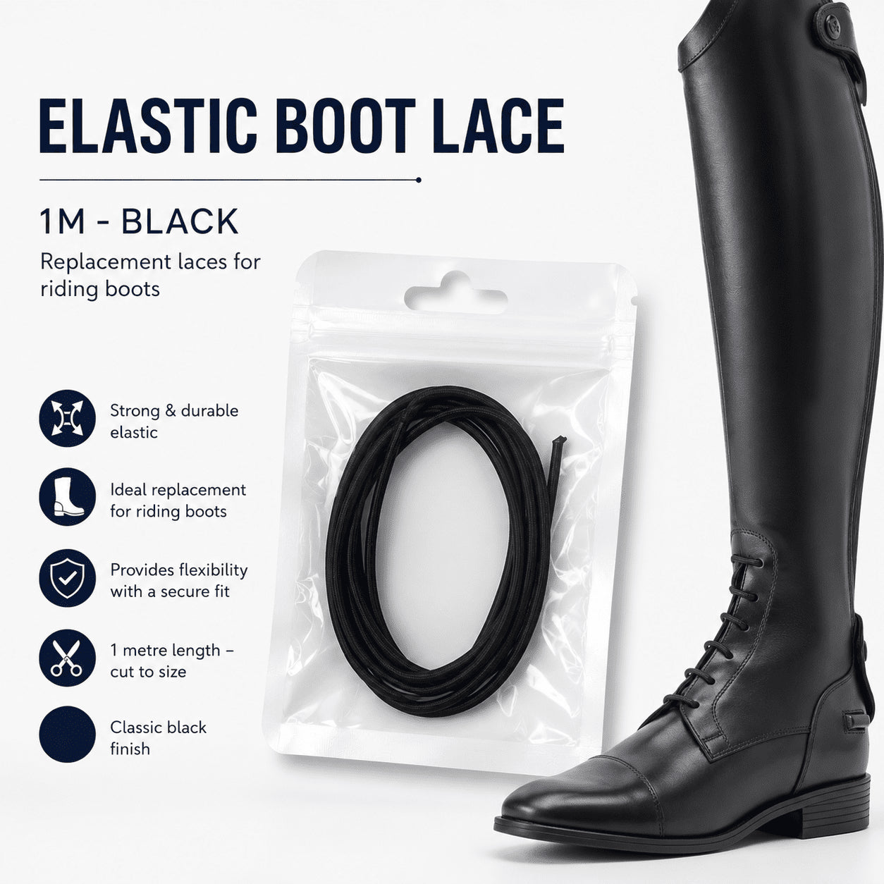 Elastic Replacement Boot Lace - 1m - Equetech