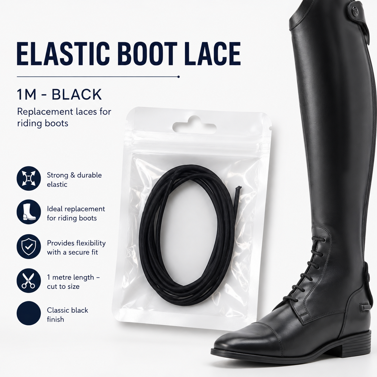 Equetech Elastic Replacement Boot Lace - 1m