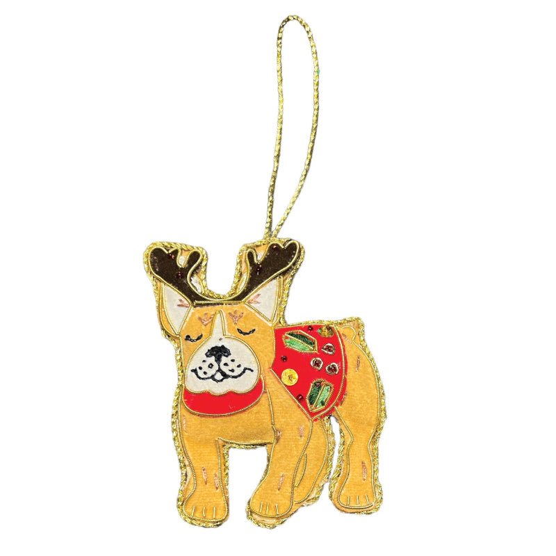 French Bulldog Beaded Embroidered Christmas Tree Decoration - Equetech