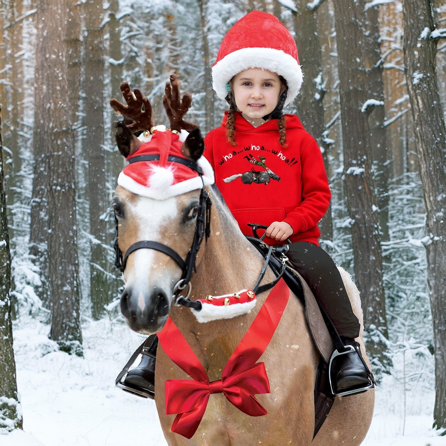 Junior Whoa! Horsey Christmas Hoodie - Equetech