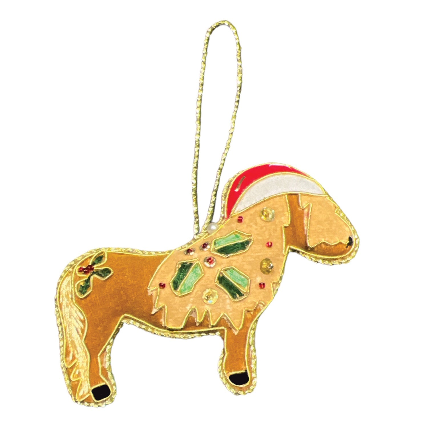 Shetland Pony Beaded Embroidered Christmas Tree Decoration - Equetech