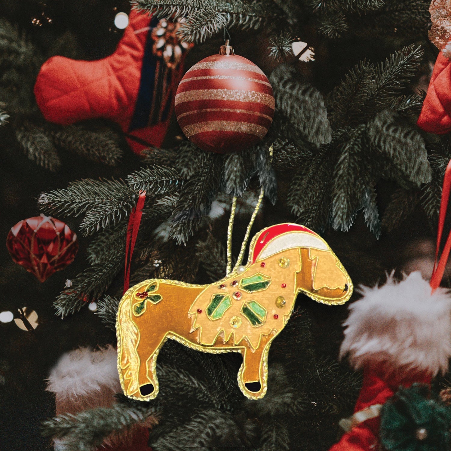 Shetland Pony Beaded Embroidered Christmas Tree Decoration - Equetech