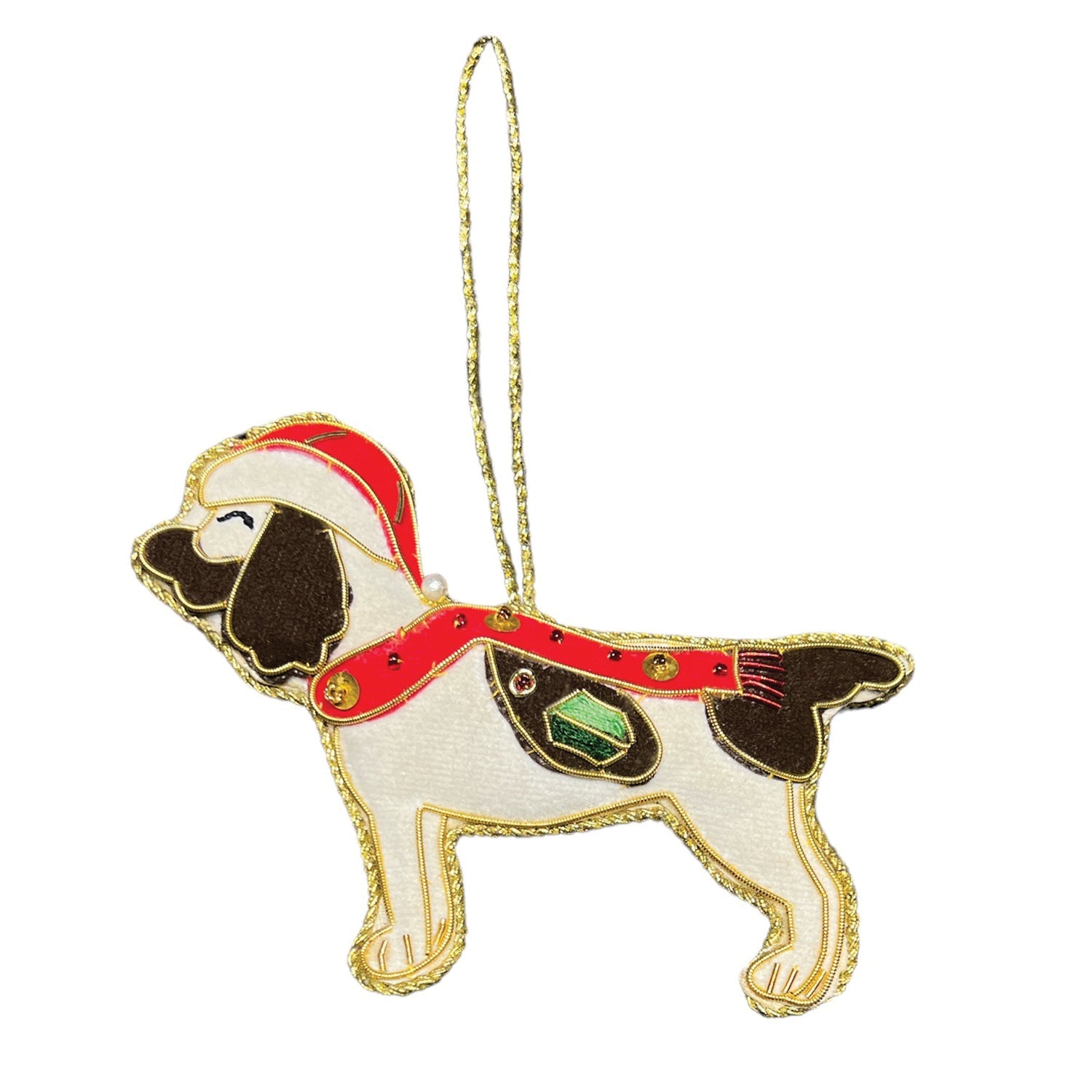 Springer Spaniel Beaded Embroidered Christmas Tree Decoration - Equetech
