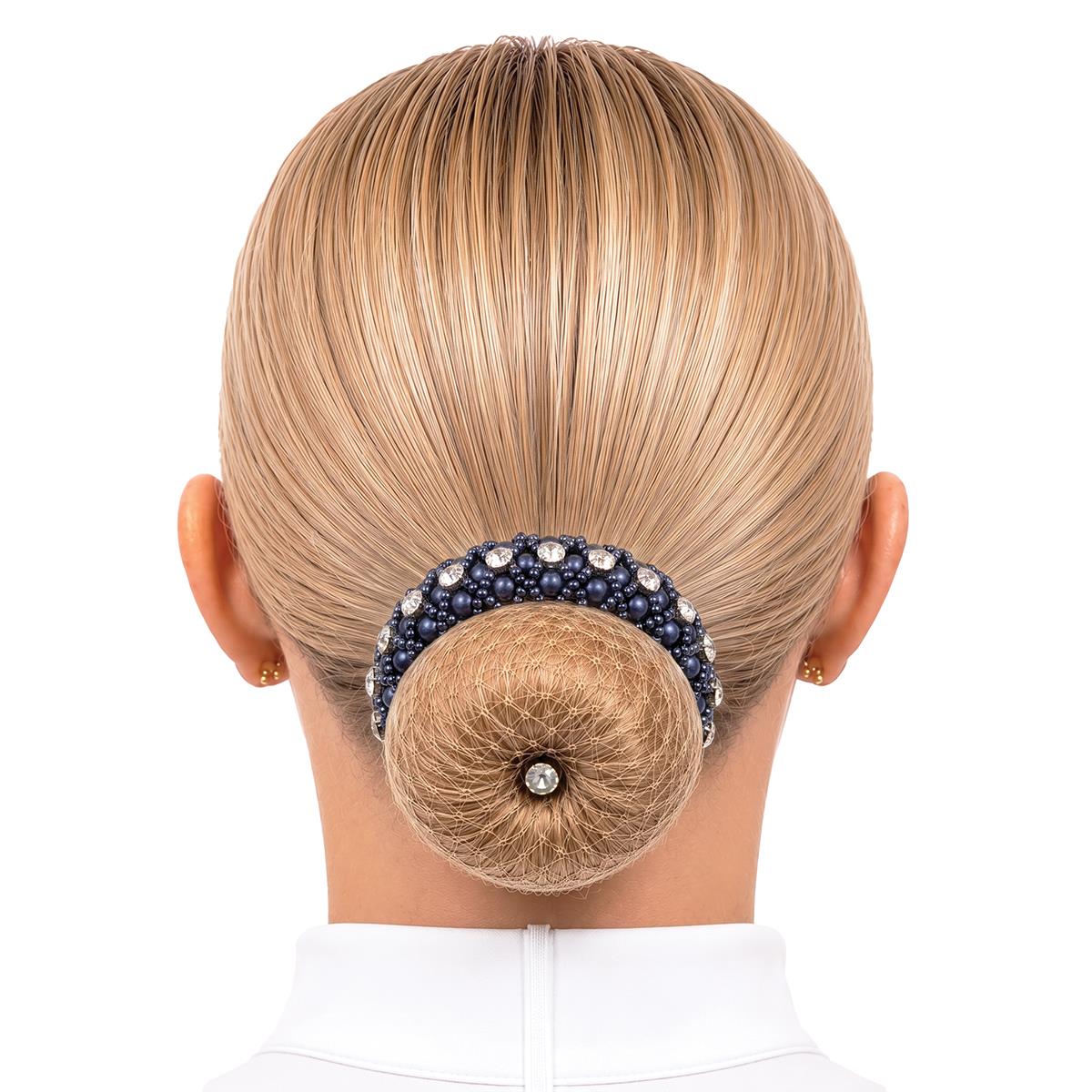 Equetech Beaded Crystal Bun Ring Scrunchie Navy