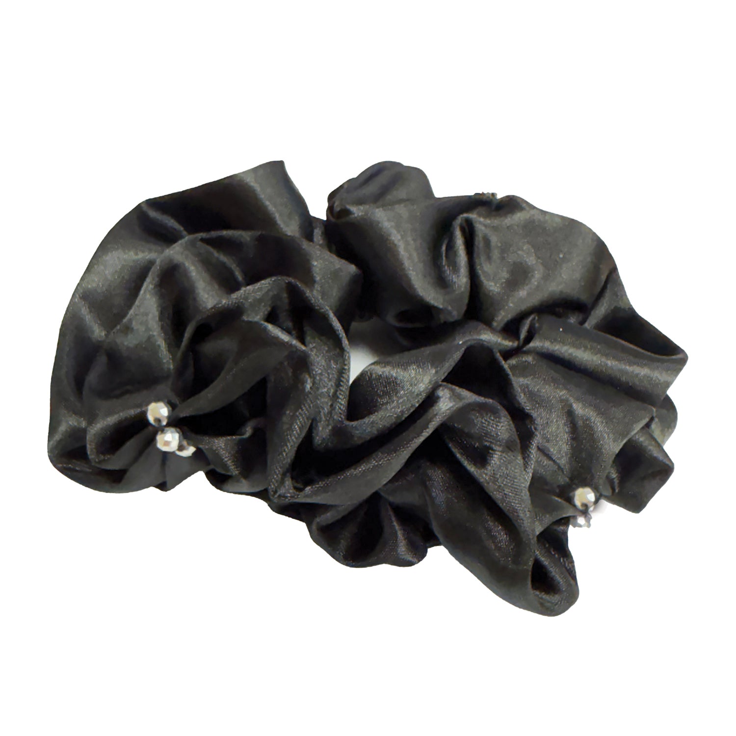 Equetech Blossom Satin Crystal Hair Scrunchie - Black
