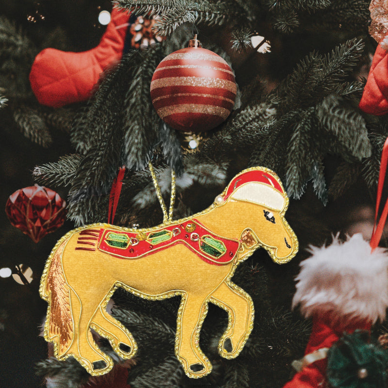 Equetech Dun Horse Beaded Embroidered Christmas Tree Decoration
