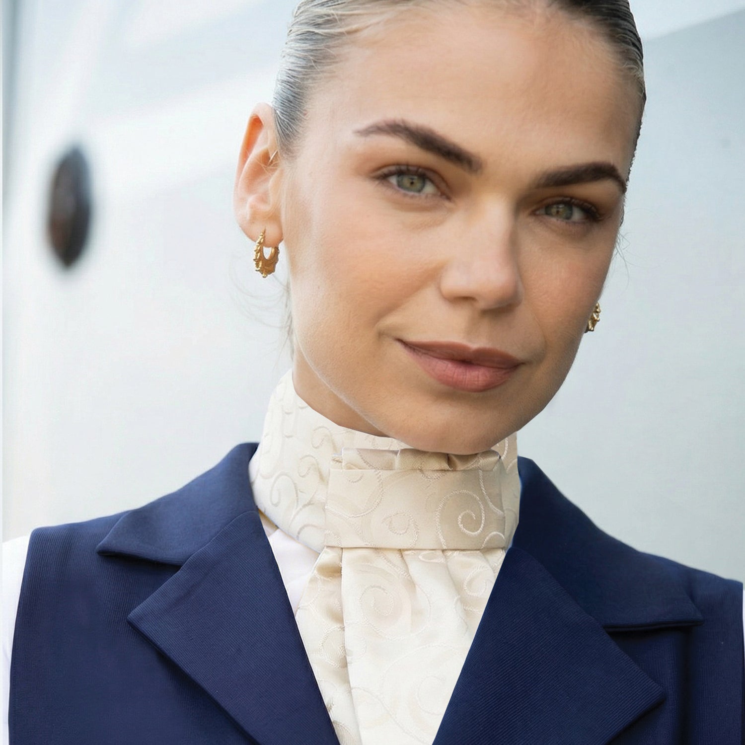 Equetech cream Barcelona Swirl Deluxe Ready-Tied Stocks