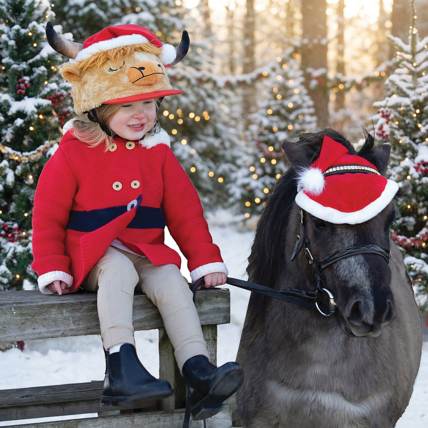 Equetech Holly Highland Cow Hat Silk