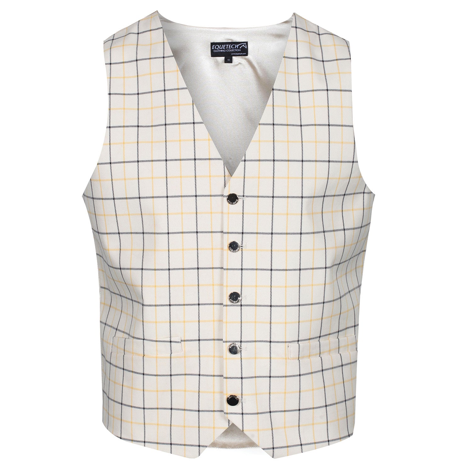 Mens Classic Tattersall Check Waistcoat -black/gold
