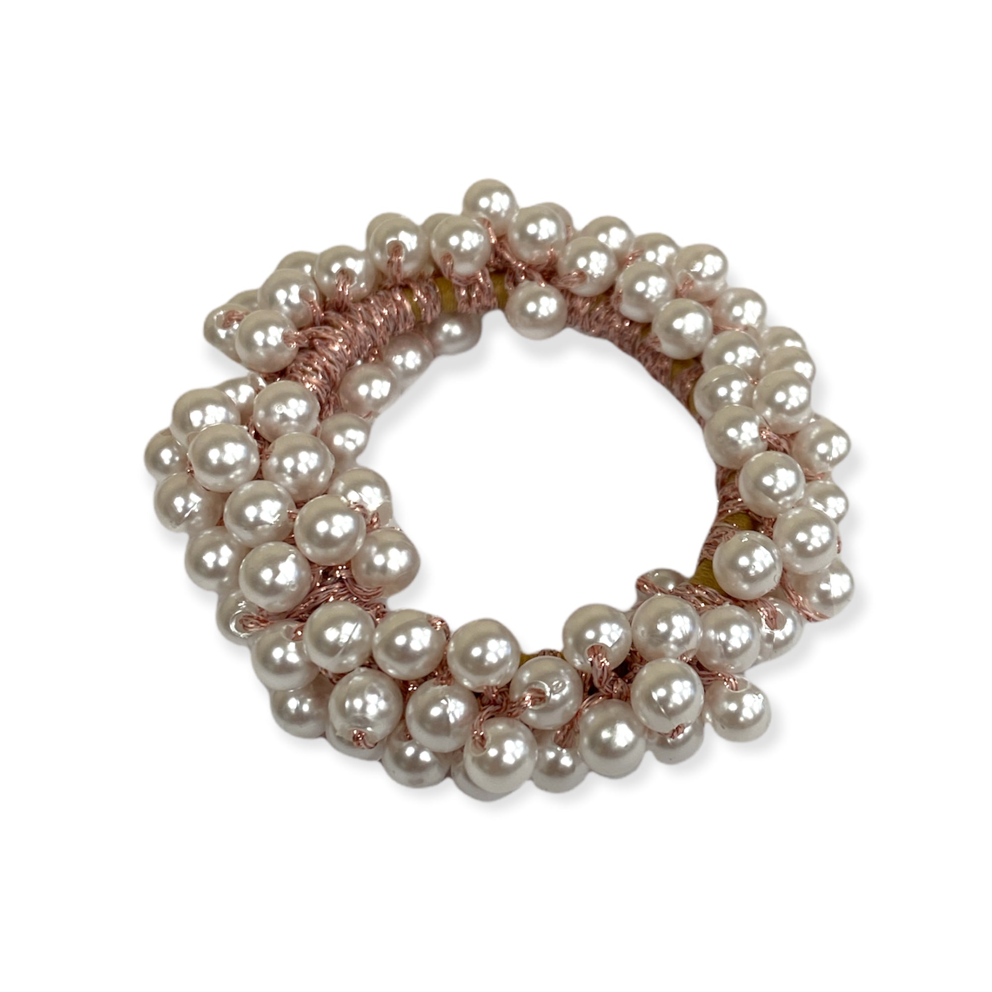 Equetech Pearl Beaded Scrunchie Rose Gold