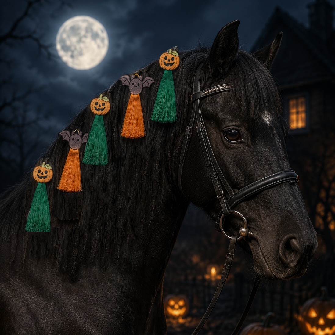 Equetech Halloween Pumpkins & Bats Mane Tassels