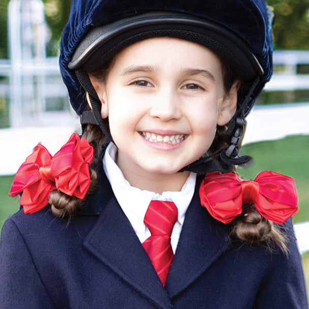 Equetech Luxury Red Show Bow Ribbons - Pair 