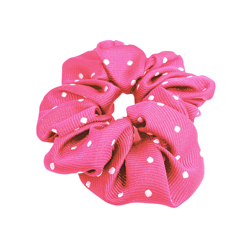 Equetech Polka Dot Hair Scrunchies - Fuchsia/White