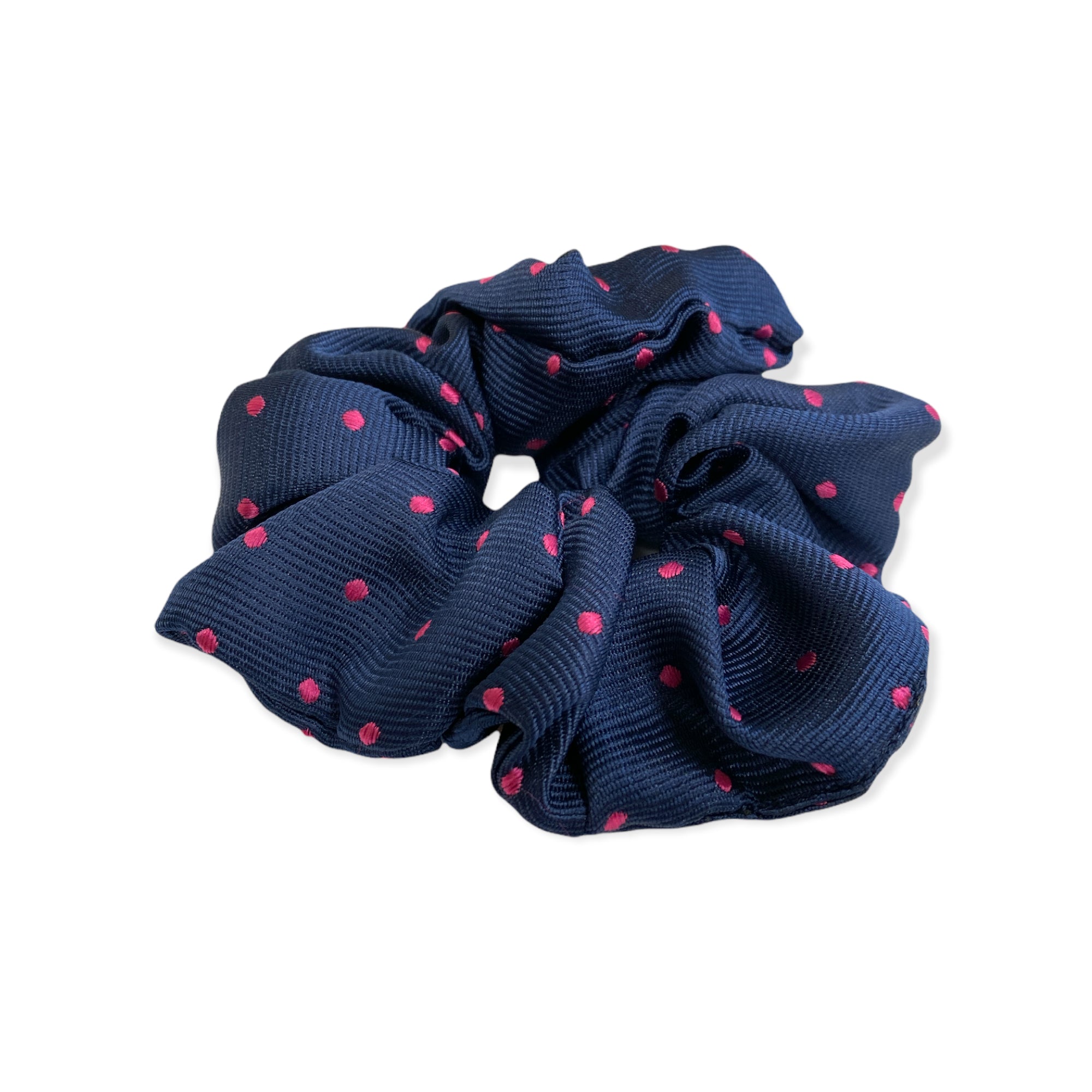 Equetech Polka Dot Hair Scrunchies - Navy/Cerise