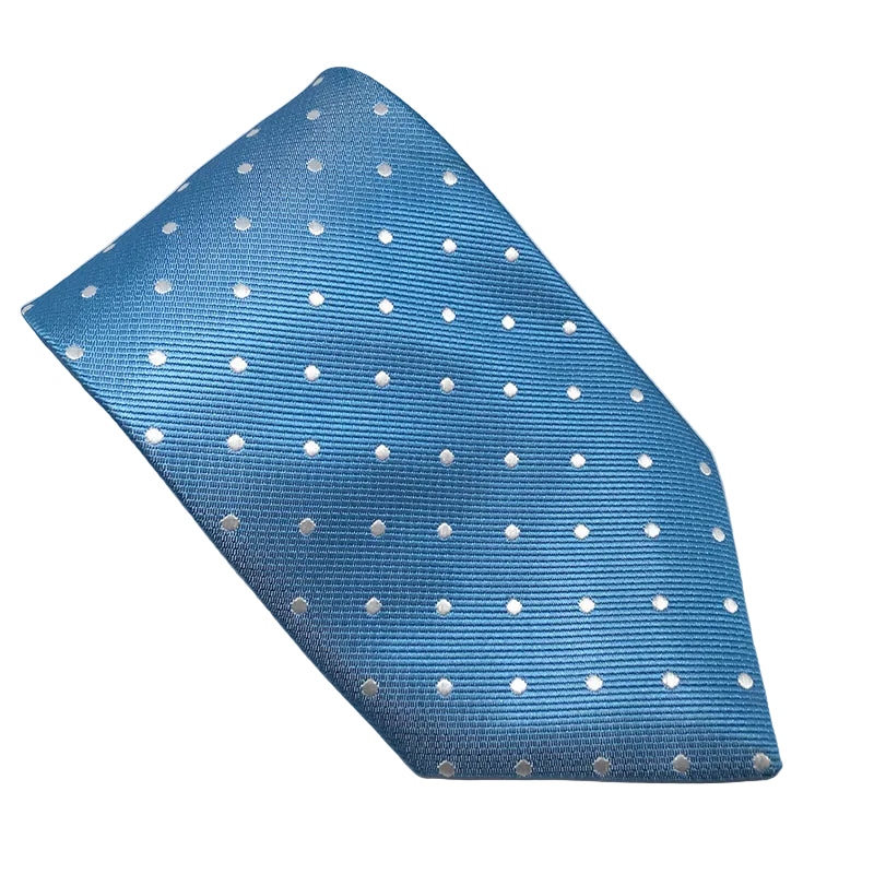 Equetech Junior Polka Dot Show Tie - Lt Blue/White