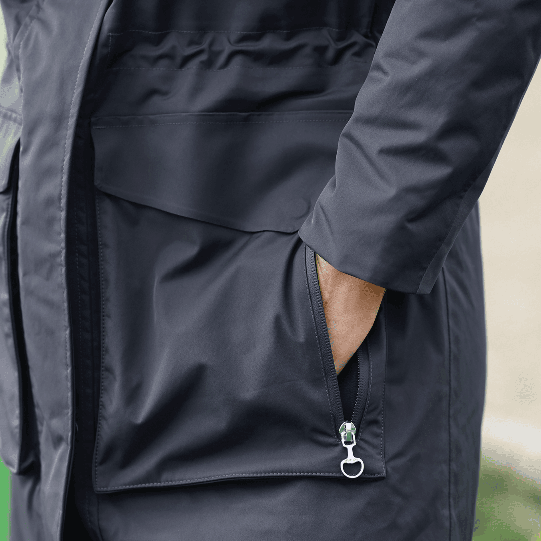 Equetech Utopia Luxe Recycled Waterproof Riding Coat - Navy pocket