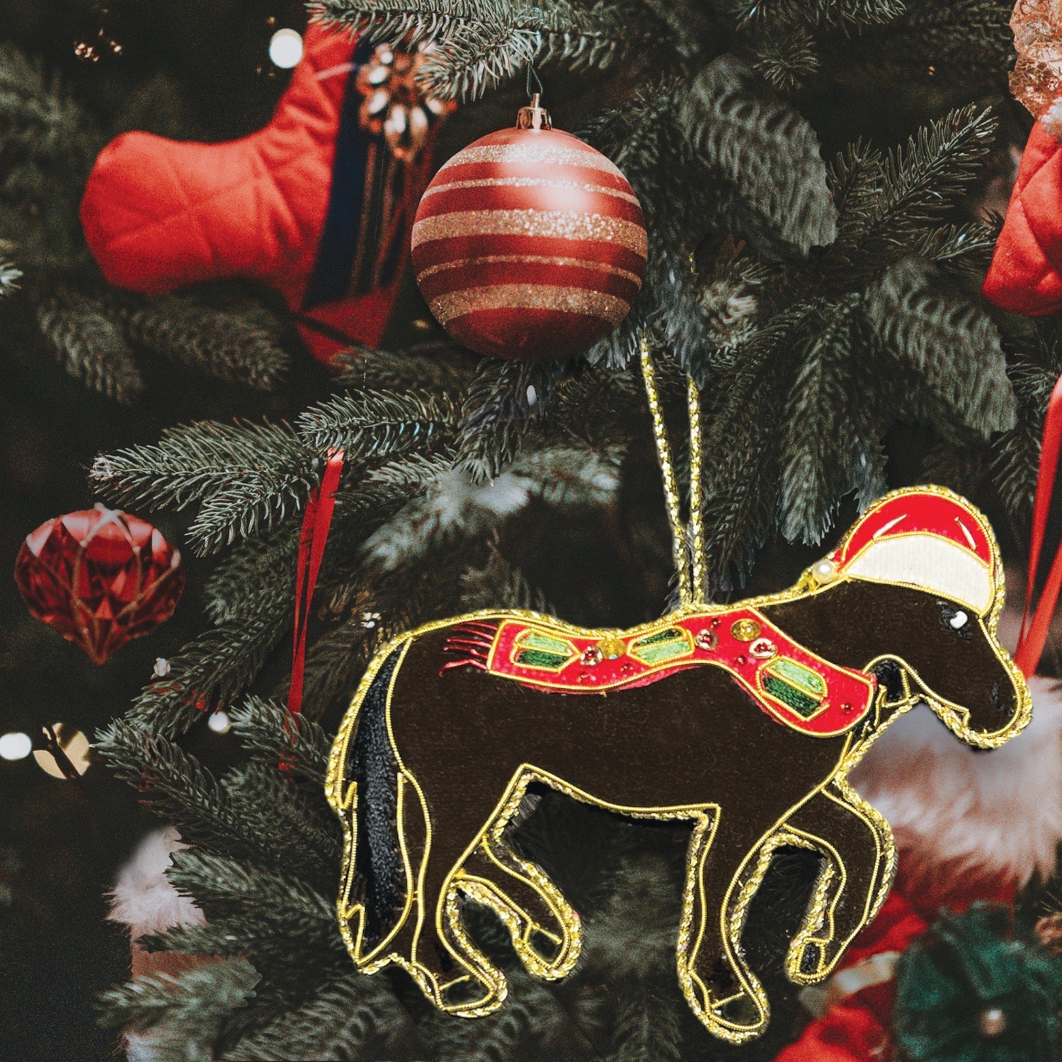 Bay Horse Beaded Embroidered Christmas Tree Decoration - Equetech