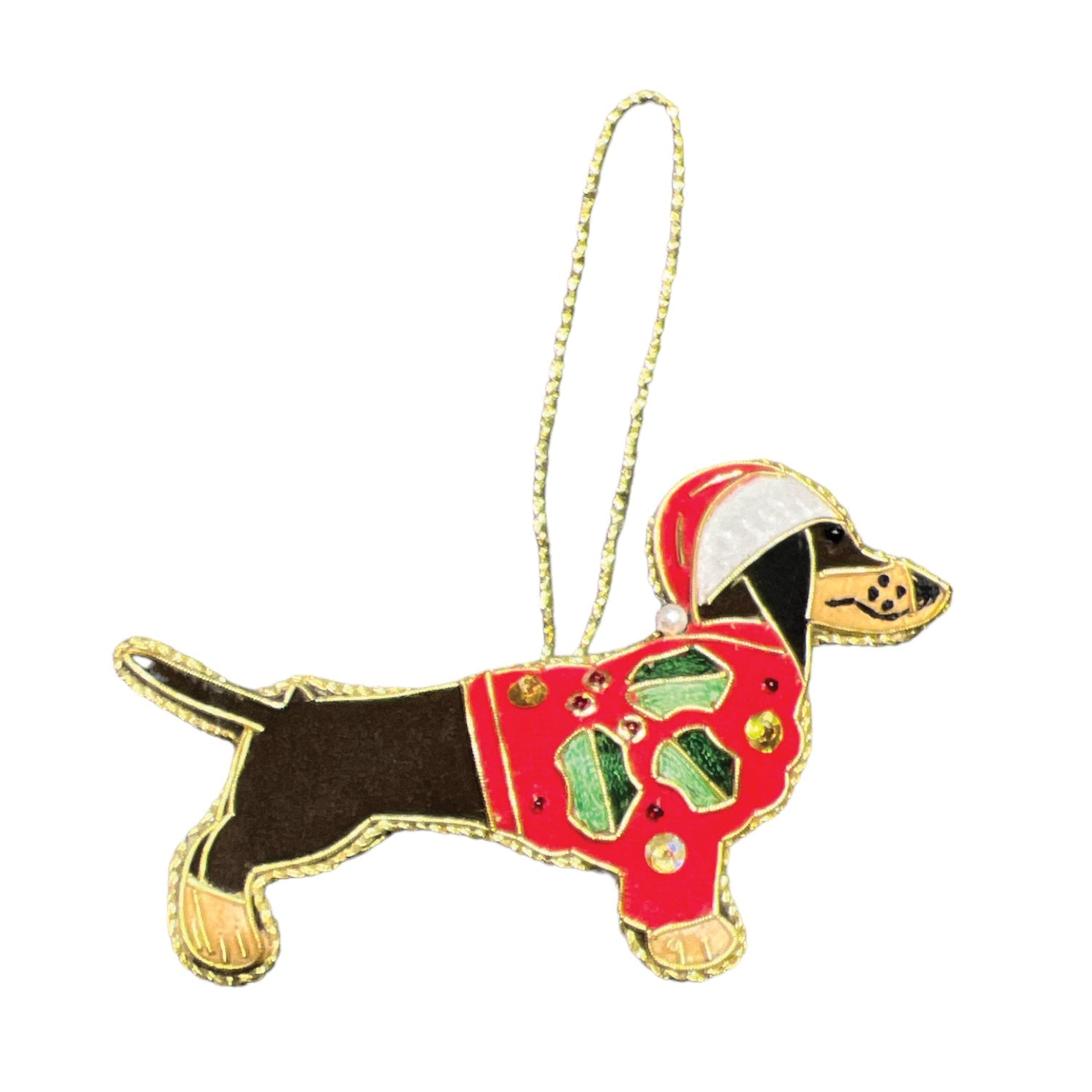 Dachshund Beaded Embroidered Christmas Tree Decoration - Equetech