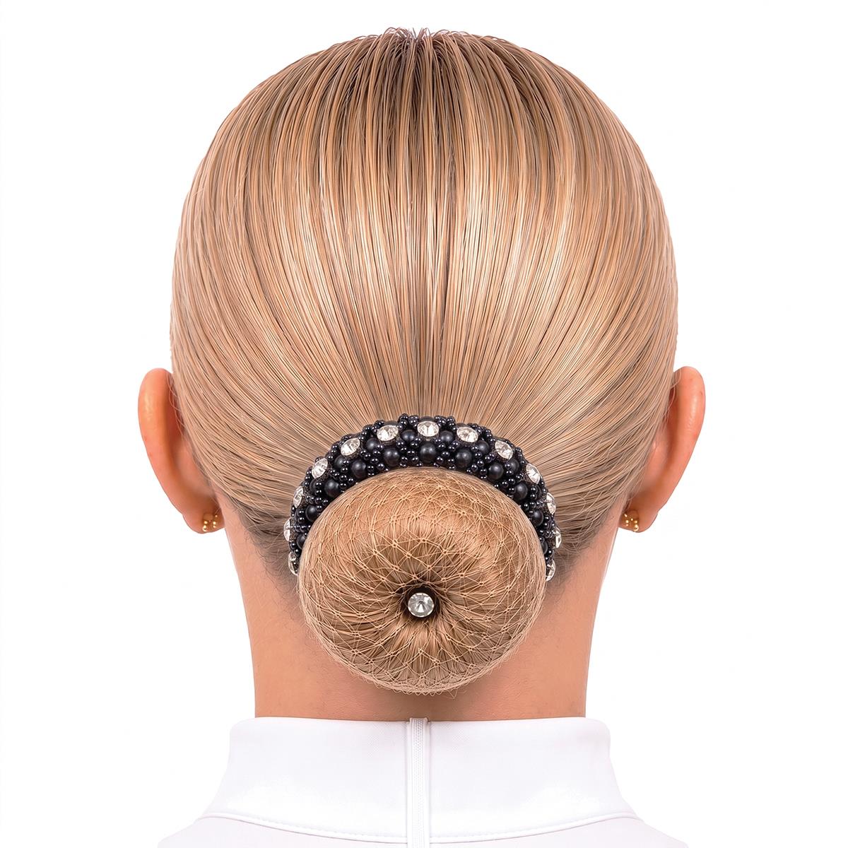 Equetech Beaded Crystal Bun Ring Scrunchie Black