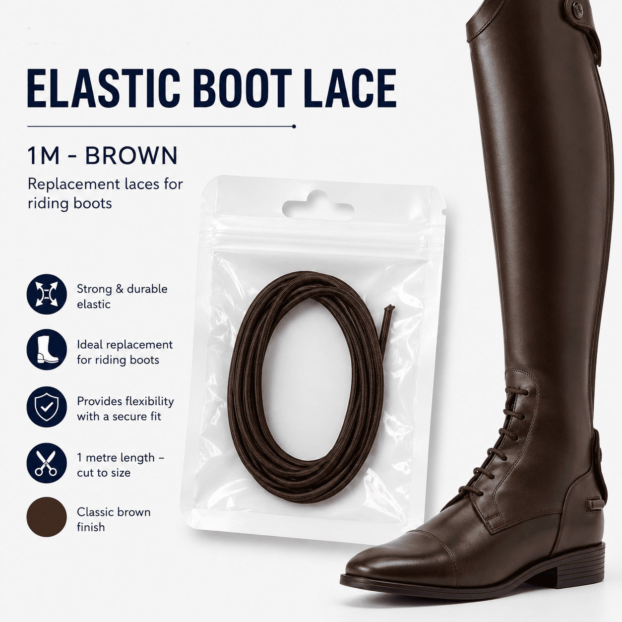 Elastic Replacement Boot Lace - 1m - Equetech