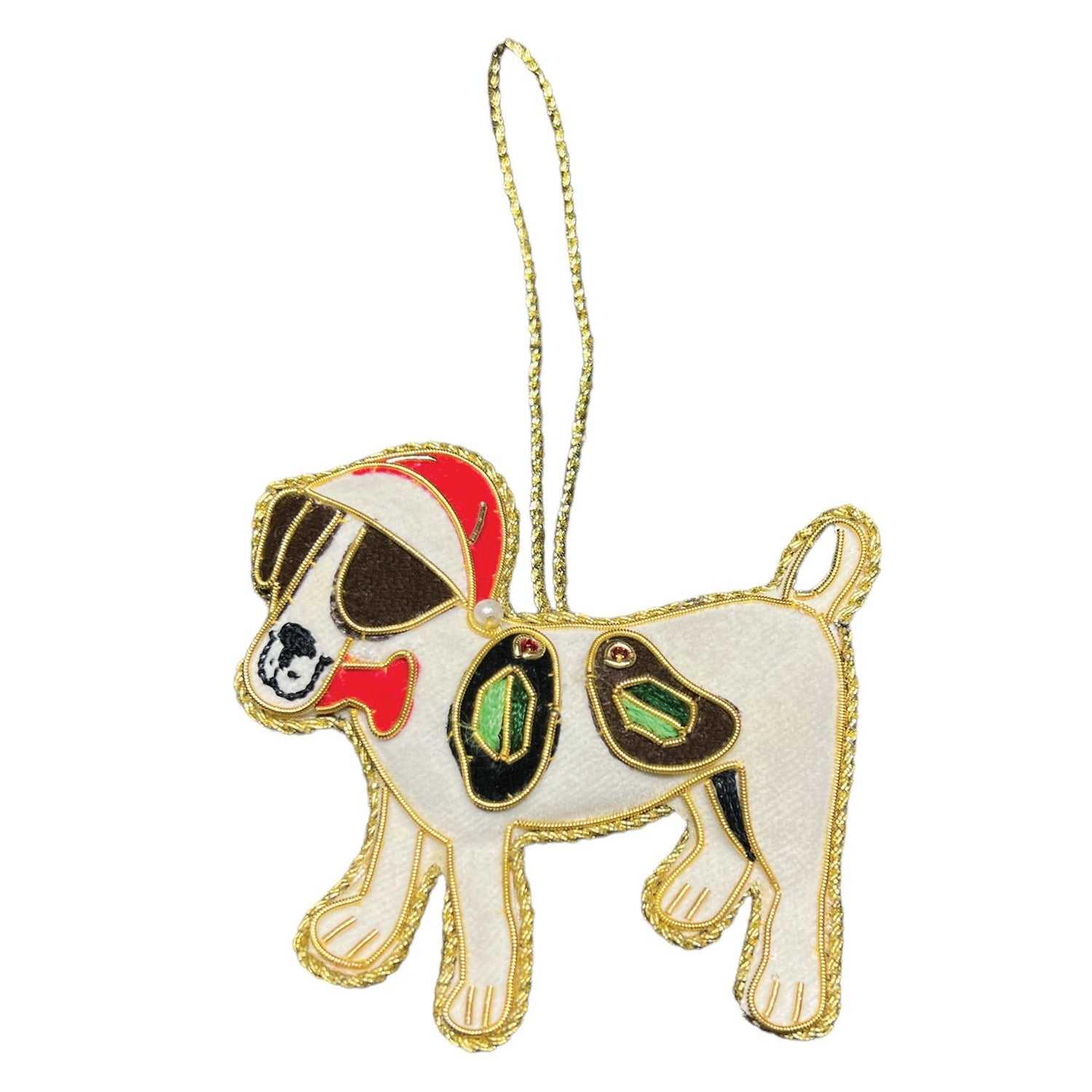 Jack Russell Beaded Embroidered Christmas Tree Decoration - Equetech