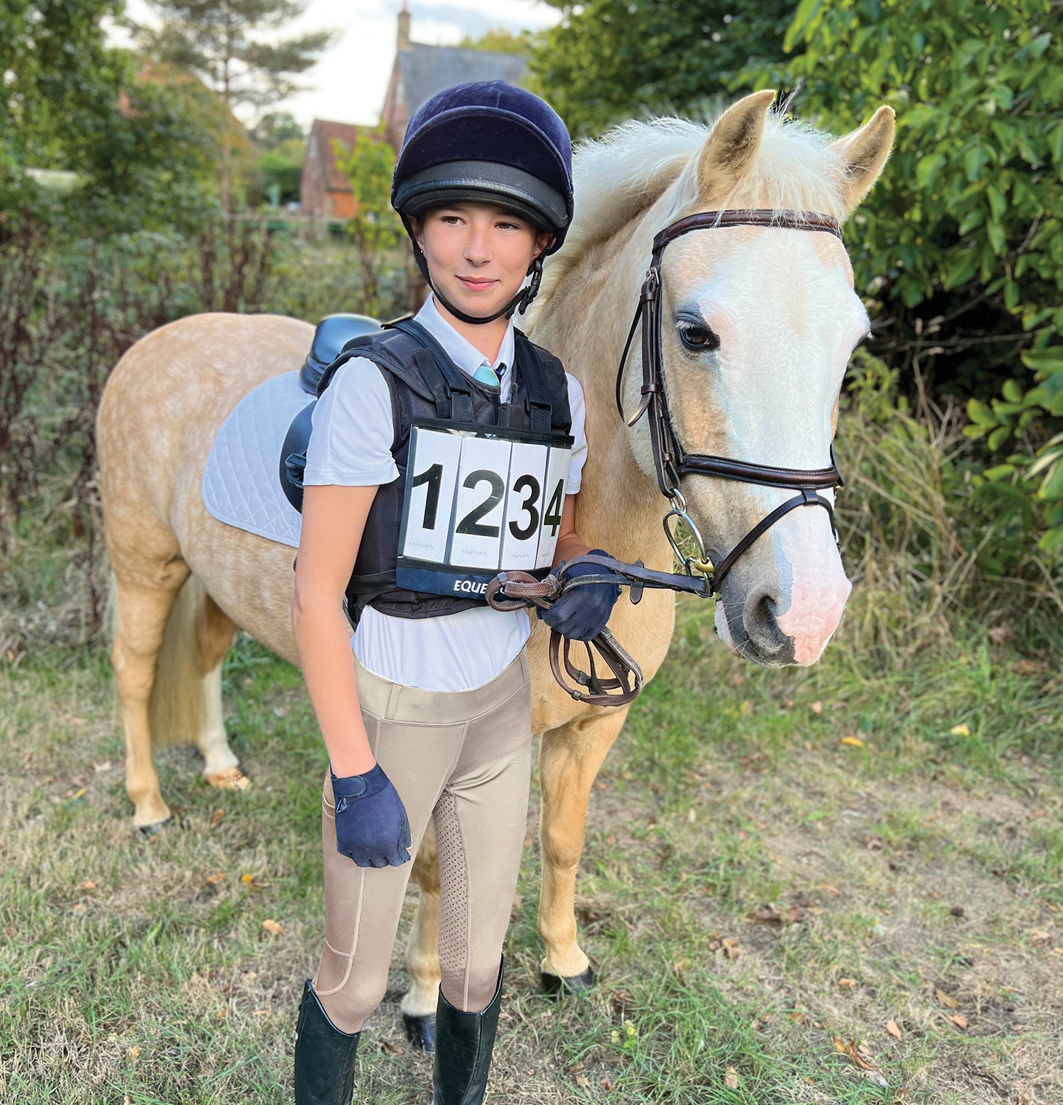 Junior Performance Aqua - Shield Riding Tights - Equetech
