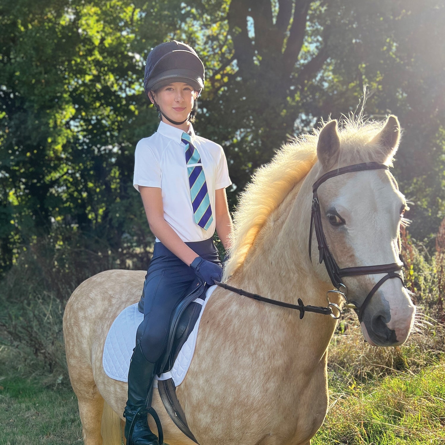 Junior Performance Aqua - Shield Riding Tights - Equetech