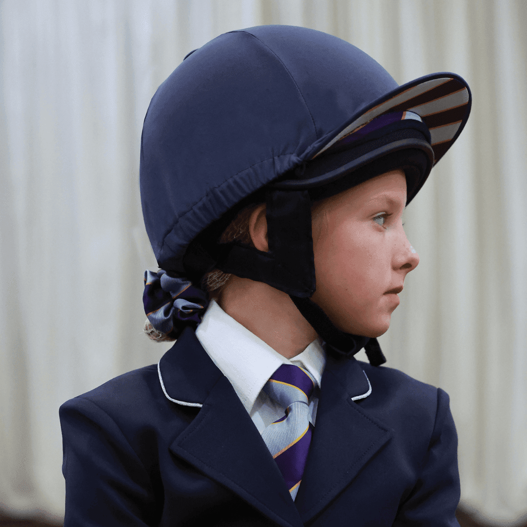 Official Junior Pony Club 2 - In - 1 Lycra Hat Silk - Equetech