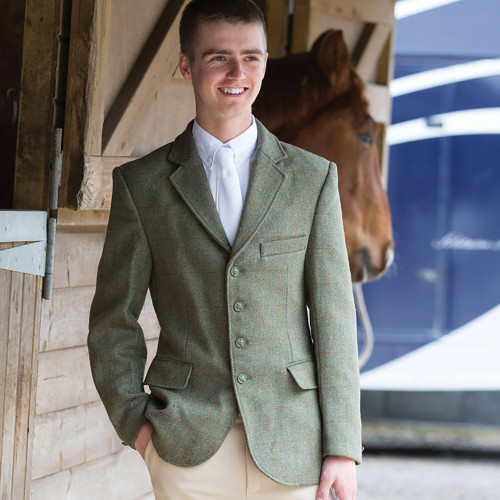 Boys Claydon Tweed Riding Jacket - Green 34