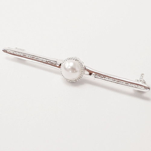 Pearl Stock Pin - White/Silver