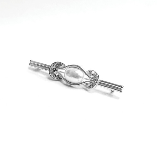 Pearl & Horseshoes Stock Pin - Silver