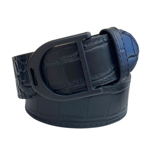 Stirrup Leather Belt 35mm - Black Snakeskin/ Black Large (100cm)