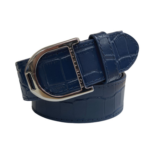 Stirrup Leather Belt 35mm - Navy Snakeskin/ Silver X-Small (70cm)