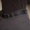 Stirrup Leather Belt 35mm - Black Texture/ Silver